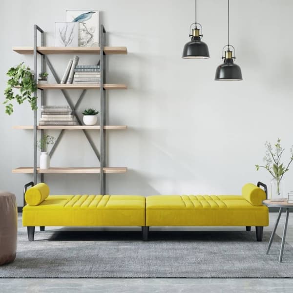 vidaXL Bäddsoffa med armstöd gul sammet