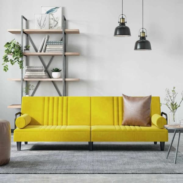 vidaXL Bäddsoffa med armstöd gul sammet