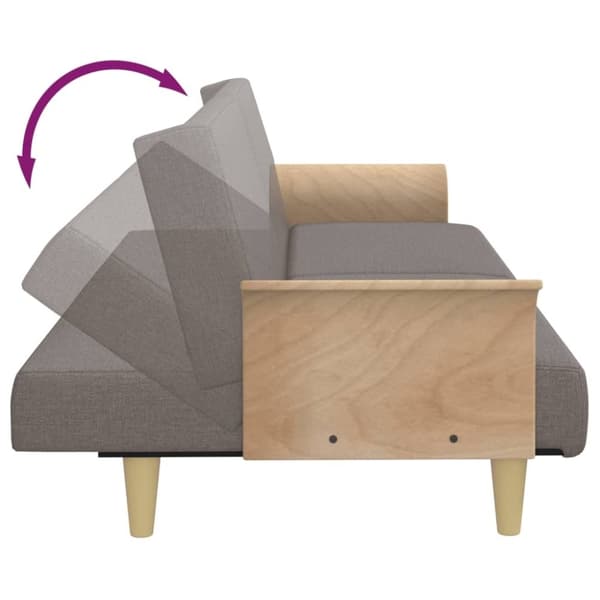 vidaXL Bäddsoffa med armstöd taupe tyg