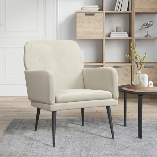 vidaXL lænestol 62x79x79 cm velour cremefarvet