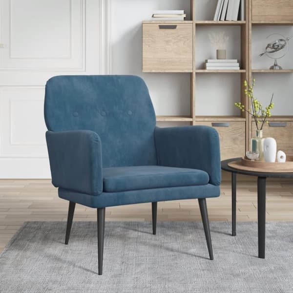 vidaXL lænestol 62x79x79 cm velour blå