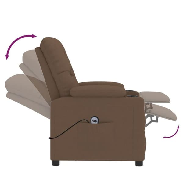 vidaXL Elektrisk reclinerfåtölj Brun tyg