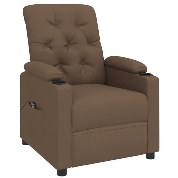 vidaXL Elektrisk reclinerfåtölj Brun tyg