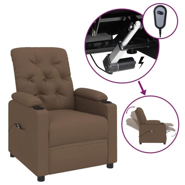 vidaXL Elektrisk reclinerfåtölj Brun tyg