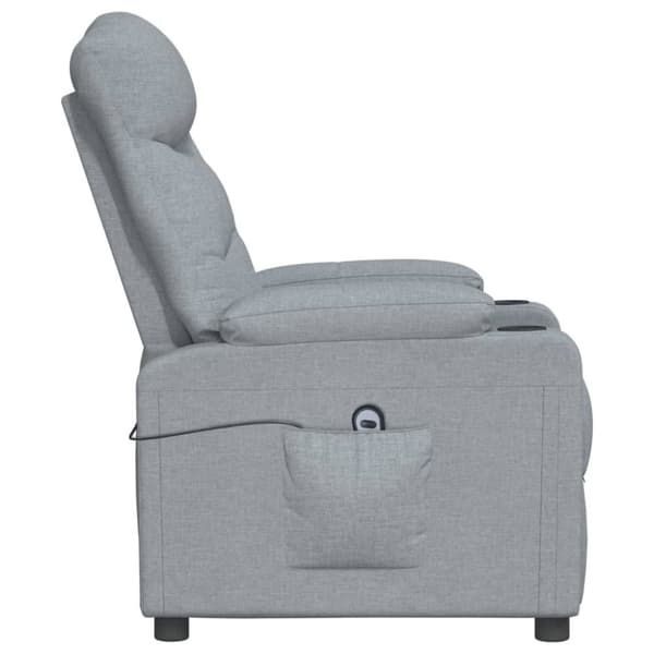 vidaXL Elektrisk reclinerfåtölj ljusgrå tyg