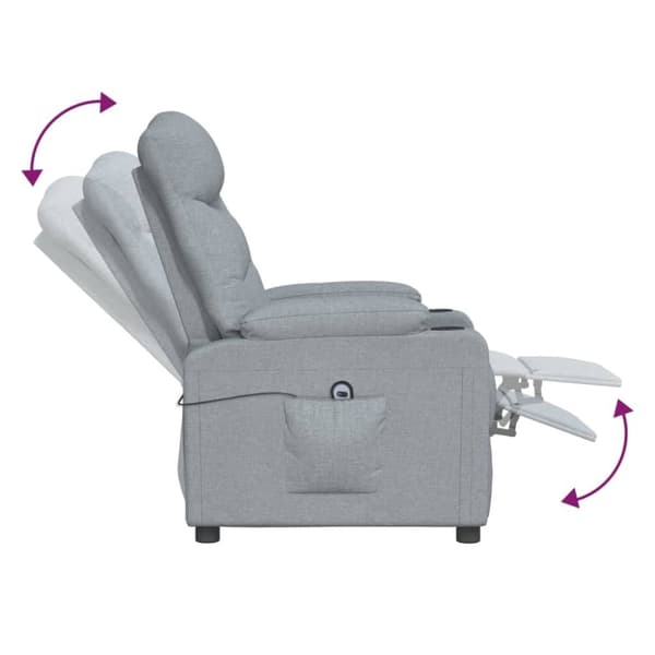 vidaXL Elektrisk reclinerfåtölj ljusgrå tyg
