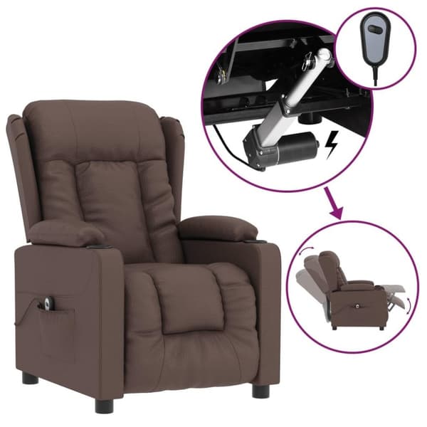 vidaXL Elektronisk reclinerfåtölj brun konstläder