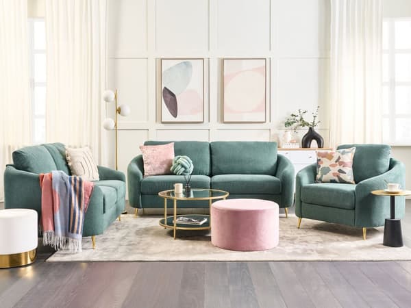 Sofa Grønn Stoff Møbeltrekk Gull Ben 2-seter Lenestol Retro