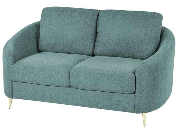 Sofa Grønn Stoff Møbeltrekk Gull Ben 2-seter Lenestol Retro