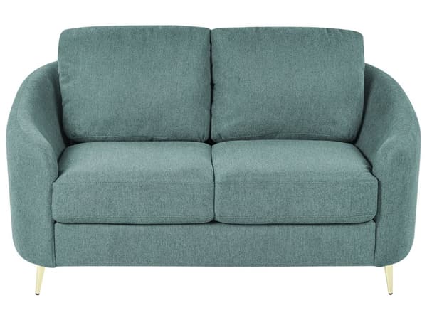 Sofa Grønn Stoff Møbeltrekk Gull Ben 2-seter Lenestol Retro