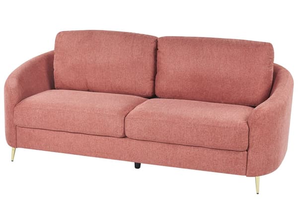 Sohva vaaleanpunainen 203 x 88 x 86 cm kangas vaneri metalli kolmelle retro