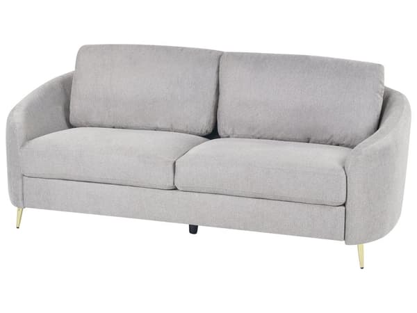 Sofa Grå Stof Polstring Guld Ben 3 pers. sofa Retro