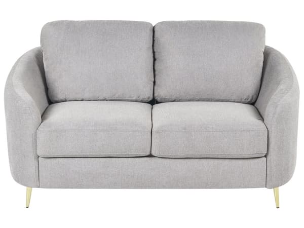 Sofa Grå Stoff Møbeltrekk Gull Ben 2-seters Loveseat Retro