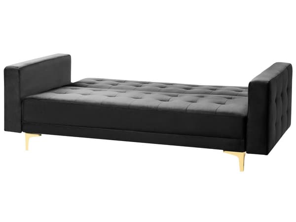 Vuodesohva musta 186 x 88 x 83 cm samettiverhoilu metalli vaneri kolmelle moderni