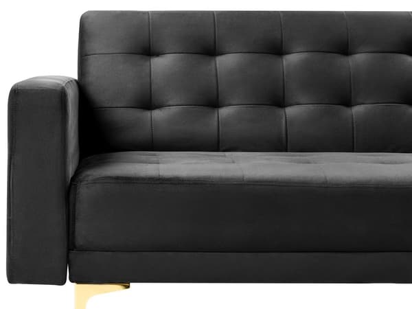 Vuodesohva musta 186 x 88 x 83 cm samettiverhoilu metalli vaneri kolmelle moderni
