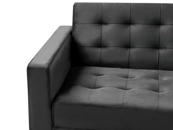 Vuodesohva musta 186 x 88 x 83 cm samettiverhoilu metalli vaneri kolmelle moderni