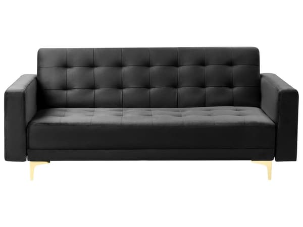 Vuodesohva musta 186 x 88 x 83 cm samettiverhoilu metalli vaneri kolmelle moderni