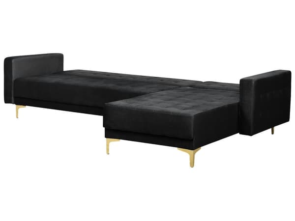 Kulmavuodesohva musta 267 x 168 x 83 cm samettiverhoilu metalli vaneri neljälle vasen moderni