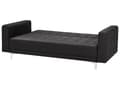 Miniatyrbilde 5 av 11: Sovesofa Svart Fløyel 3-seter Metallben Dekorative knapper Justerbar rygg Moderne design Stue Sofa
