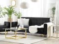 Miniatyrbilde 2 av 11: Sovesofa Svart Fløyel 3-seter Metallben Dekorative knapper Justerbar rygg Moderne design Stue Sofa