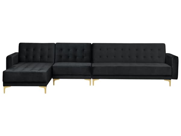 Kulmavuodesohva musta 347 x 168 x 83 cm samettiverhoilu metalli vaneri viidelle oikea moderni