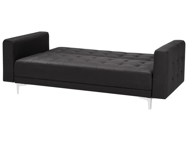 Bäddsoffa Svart Sammet Tuftad Modern Vardagsrum Modulär 3-sits Guldben