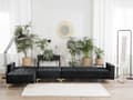 Miniatyrbillede 4 af 10: Hjørnesofa med Chaiselong Sort Velour 5 Personers Sovesofa Open End Moderne Midtermodul Tuftet Sofa med Sovefunktion til Stue Indretning