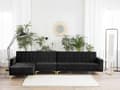 Miniatyrbillede 2 af 10: Hjørnesofa med Chaiselong Sort Velour 5 Personers Sovesofa Open End Moderne Midtermodul Tuftet Sofa med Sovefunktion til Stue Indretning
