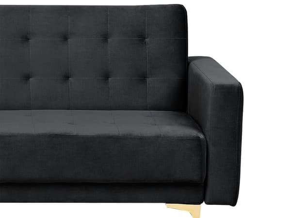 Hörnbäddsoffa Svart Sammet Tuftad Modern L-formad Modulär 5-sits Högervänd Schäslong