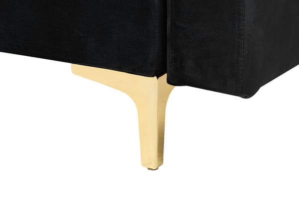 Hörnbäddsoffa Svart Sammet Tuftad Modern L-formad Modulär 5-sits Högervänd Schäslong