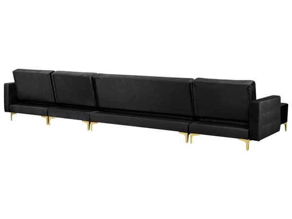 Hörnbäddsoffa Svart Sammet Tuftad Modern U-formad Modulär 6-sits