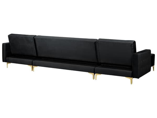 Hörnbäddsoffa Svart Sammet Tuftad Modern U-formad Modulär 5-sits Vardagsrum