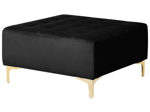 Hörnbäddsoffa Svart Sammet Tuftad Modern L-formad Modulär 5-sits Vänstervänd Schäslong