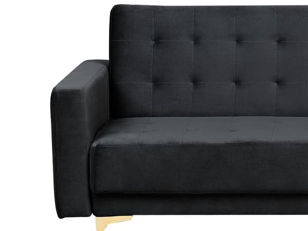 Hörnbäddsoffa Svart Sammet Tuftad Modern L-formad Modulär 5-sits Vänstervänd Schäslong