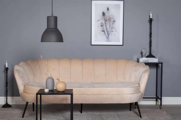 Nice sofa 3 personers velour beige.