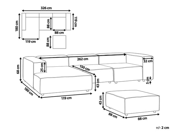 Kulmasohva beige kolmelle pellavaverhoilu oikea rahi modulaarinen moderni skandinaavinen