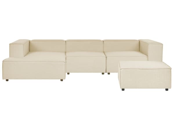 Kulmasohva beige kolmelle pellavaverhoilu oikea rahi modulaarinen moderni skandinaavinen
