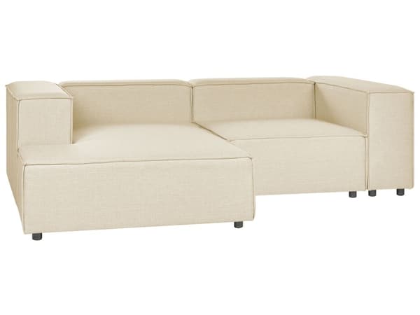 Kulmasohva beige kahdelle pellavaverhoilu oikea modulaarinen moderni skandinaavinen