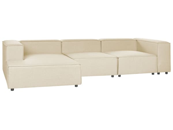 Modulær Hjørnesofa Beige Lin 3-seters Høyrevendt med Svarte ben Moderne Stue