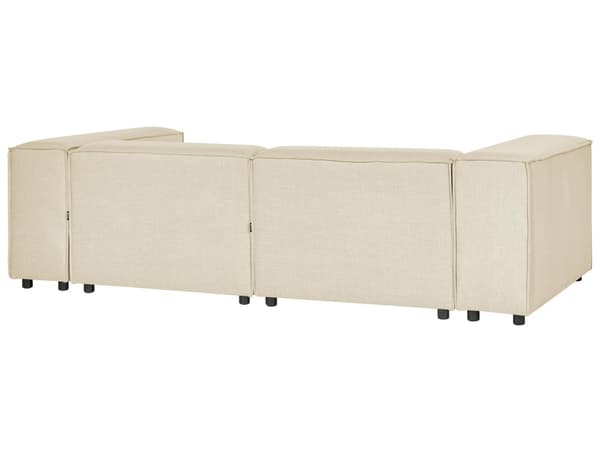 Modulær venstre sofa beige lin 2-seters hjørnesofa med fotskammel svarte ben moderne stue