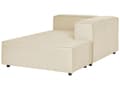 Miniatyrbilde 7 av 11: Modulær venstre sofa beige lin 2-seters hjørnesofa med fotskammel svarte ben moderne stue