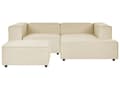 Miniatyrbilde 1 av 11: Modulær venstre sofa beige lin 2-seters hjørnesofa med fotskammel svarte ben moderne stue