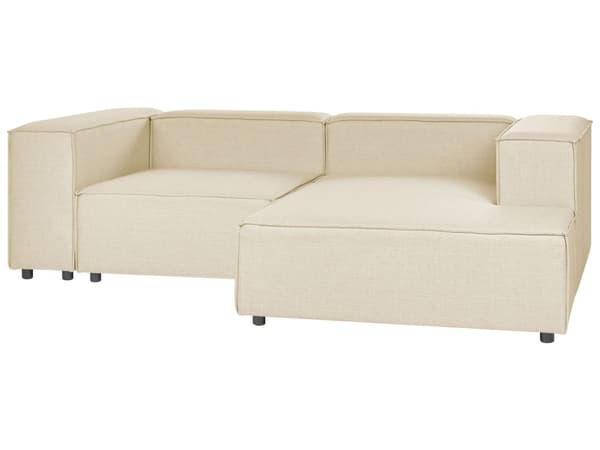 Modulsoffa Vänstervänd Beige Linne 2-sits Sektionerad Hörnsoffa med Svarta Ben Modernt vardagsrum
