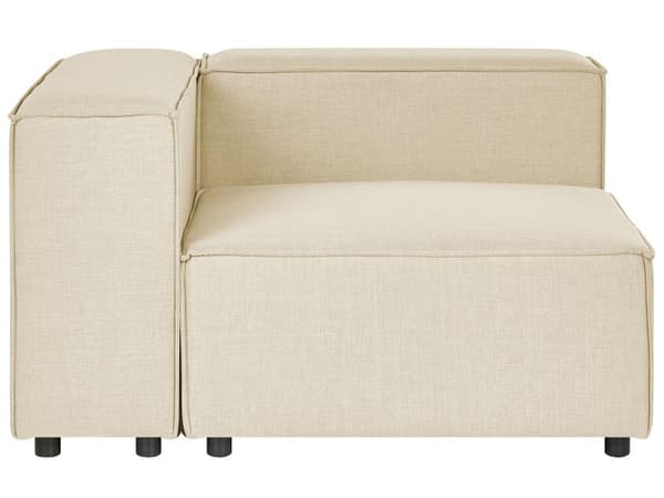 Modulsoffa Vänstervänd Beige Linne 2-sits Sektionerad Hörnsoffa med Svarta Ben Modernt vardagsrum
