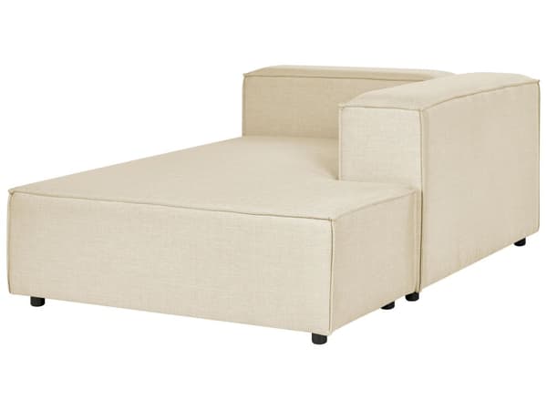 Modulär Soffa Vänstervänd Beige Linne 3-sitsig med Ottoman Sektionerad Hörnsoffa med Svarta Ben Modernt Vardagsrum