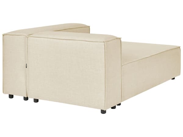 Modulär Soffa Vänstervänd Beige Linne 3-sitsig med Ottoman Sektionerad Hörnsoffa med Svarta Ben Modernt Vardagsrum