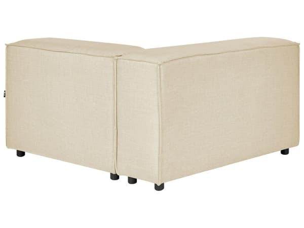 Modulär Soffa Vänstervänd Beige Linne 3-sitsig med Ottoman Sektionerad Hörnsoffa med Svarta Ben Modernt Vardagsrum