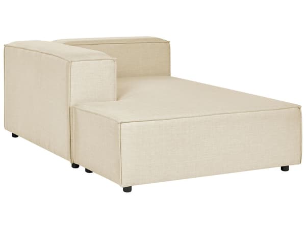 Modulär Soffa Högervänd Beige Linne 3-sitsig Hörnsoffa med Svarta ben Modernt Vardagsrum