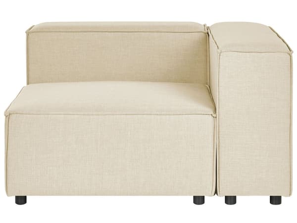 Modulär Soffa Högervänd Beige Linne 3-sitsig Hörnsoffa med Svarta ben Modernt Vardagsrum