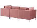 Miniatyrbild 5 av 11: Modulär Soffa Rosa Sammet 3-sits med Fotpall Silver Metall Ben